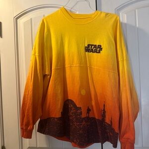 Disney Star Wars Spirit Jersey Tatooine Ombre Yellow Orange Long Sleeve Size M
